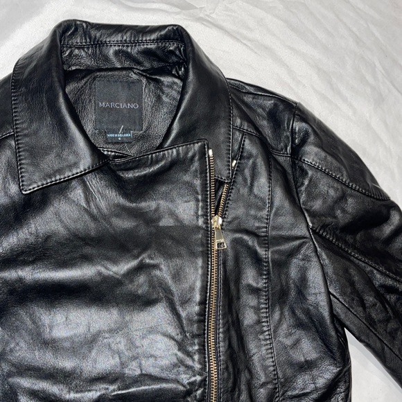 New Guess Marciano 100% Leather Zip Up Asymmetrical Zipper Jacket S - Picture 3 of 13